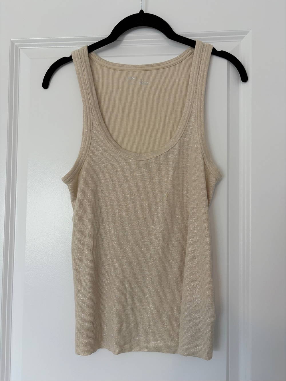 Aerie Shimmer Ribbed Scoop Neck Tank Top - Cream